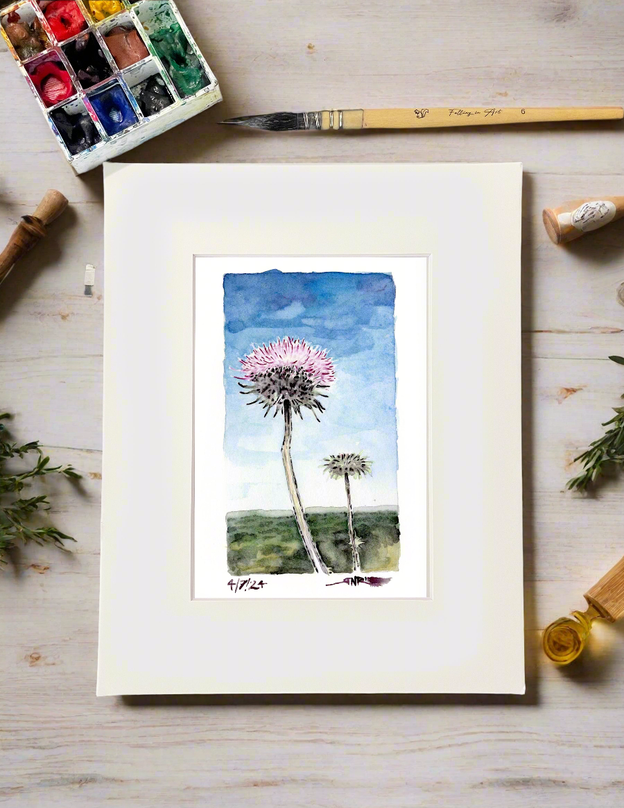 "Thistles on the Trail" – 8x10 Watercolor Print | Pacific Crest Trail Inspired Art