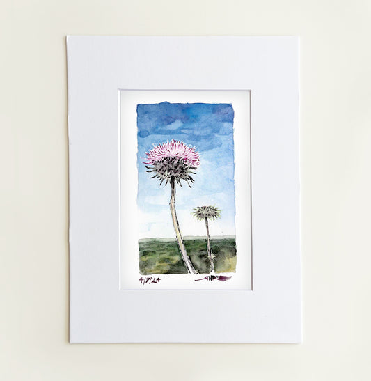 "Thistles on the Trail" – 8x10 Watercolor Print | Pacific Crest Trail Inspired Art