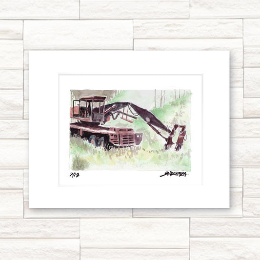 "Still Useful – Abandoned Tractor on the Reroute" - 11x14 Watercolor Print | Pacific Crest Trail Inspired Art