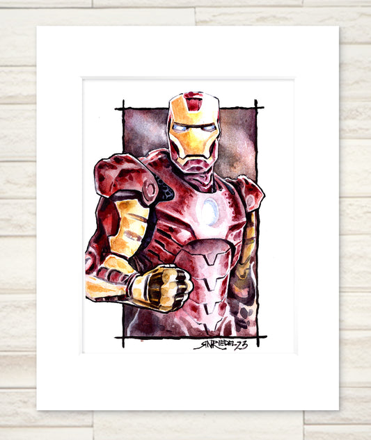 "Iron Man" 8x10 Watercolor Print | Iron Man Watercolor Art Print – Hand-Painted Marvel Hero | Tony Stark Fan Art